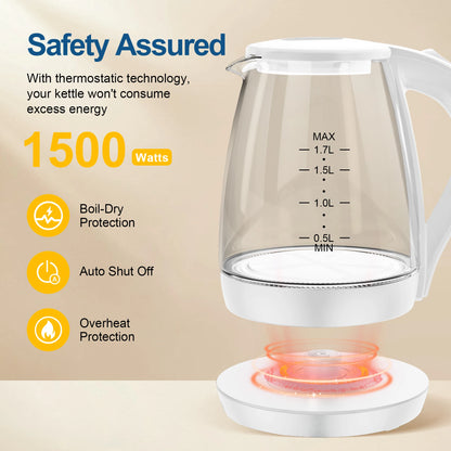 Hervidor Eléctrico CACHOO de Vidrio de Borosilicato