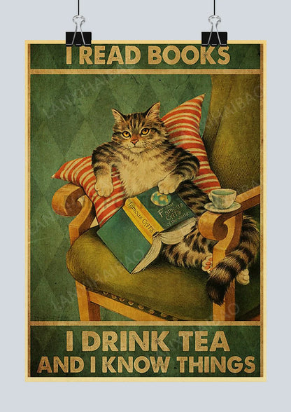🐈‍⬛ Póster Retro en Papel Kraft - Gato Negro Misterioso