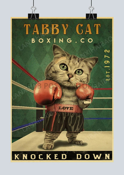 🐈‍⬛ Póster Retro en Papel Kraft - Gato Negro Misterioso