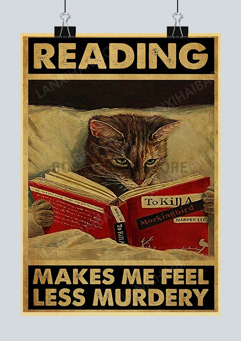 🐈‍⬛ Póster Retro en Papel Kraft - Gato Negro Misterioso