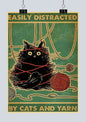 🐈‍⬛ Póster Retro en Papel Kraft - Gato Negro Misterioso