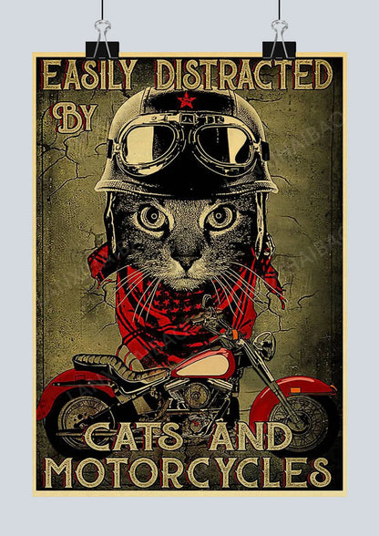 🐈‍⬛ Póster Retro en Papel Kraft - Gato Negro Misterioso