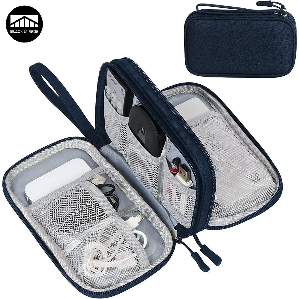 Organizador de Viaje para Accesorios Electrónicos – Doble Capa, Impermeable y Portátil