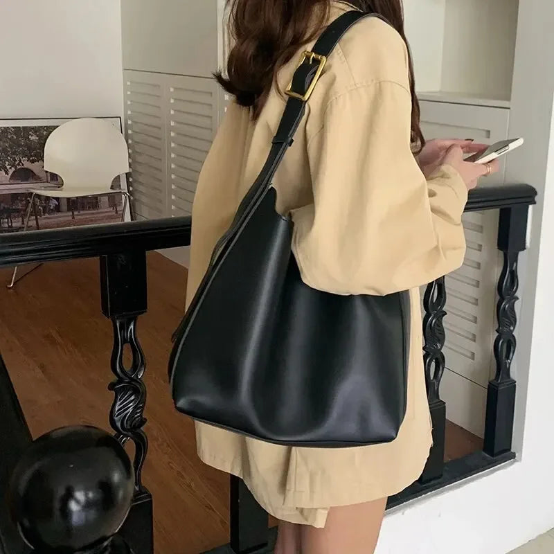 Bolso de hombro para mujer que combina con todo, bolso de moda sólido, bolso cruzado, bolso minimalista de cuero PU para mujer para el trabaj