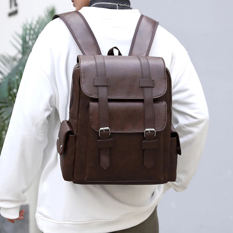 Mochila DIDABEAR de gran capacidad de cuero sintético para hombre.