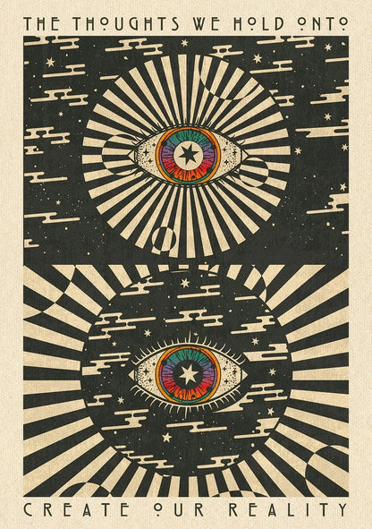 🌈 Póster Psicodélico Retro 70s - Citas Inspiradoras