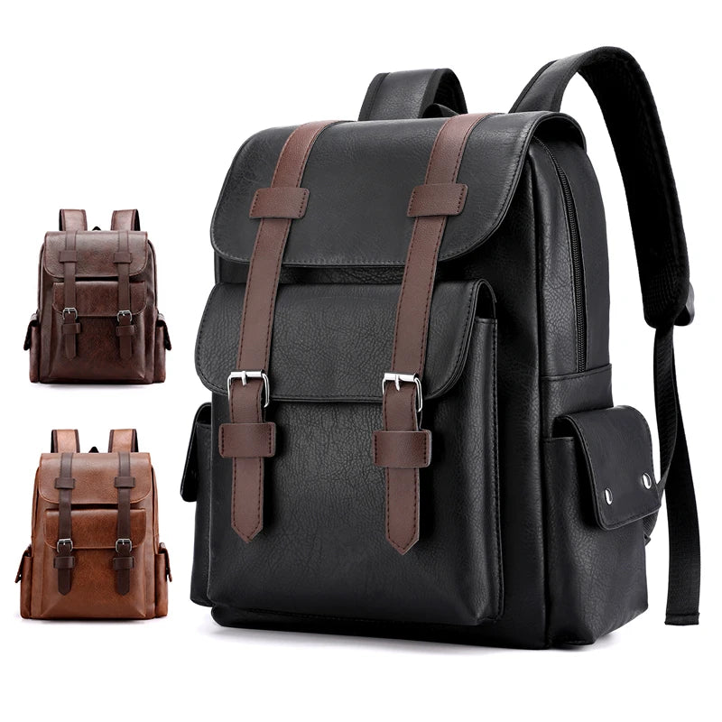 Mochila DIDABEAR de gran capacidad de cuero sintético para hombre.