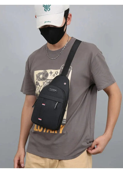 Bolso de pecho de un hombro para hombre, bandolera pequeña de gran capacidad para deportes al aire libre y ocio