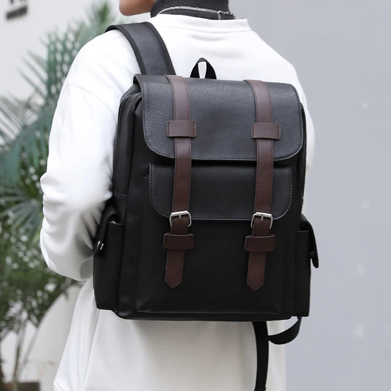 Mochila DIDABEAR de gran capacidad de cuero sintético para hombre.