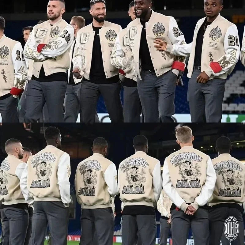 Chaqueta Bomber Bordada para Hombre – Estilo Fútbol Y2K