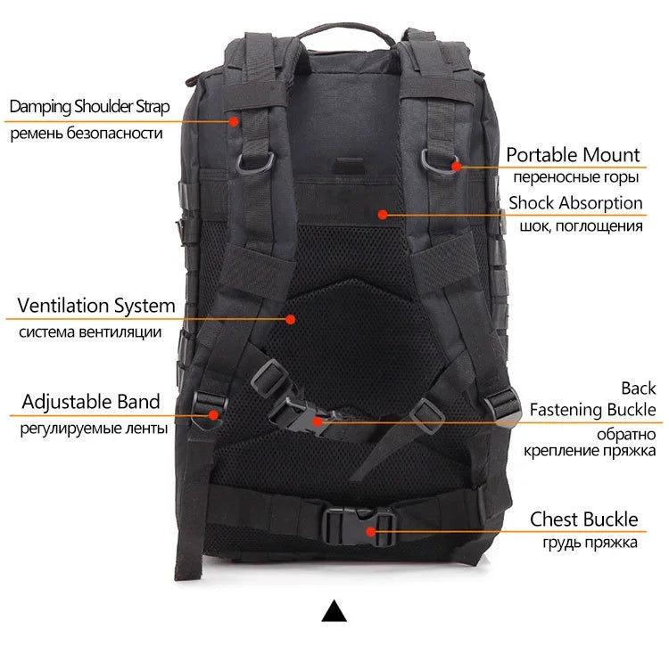 Mochilas tácticas QT & QY 30/45L para hombre, bolsas de viaje Hking, paquete de asalto 3P de supervivencia al aire libre, paquete EDC Molle para senderismo y caza