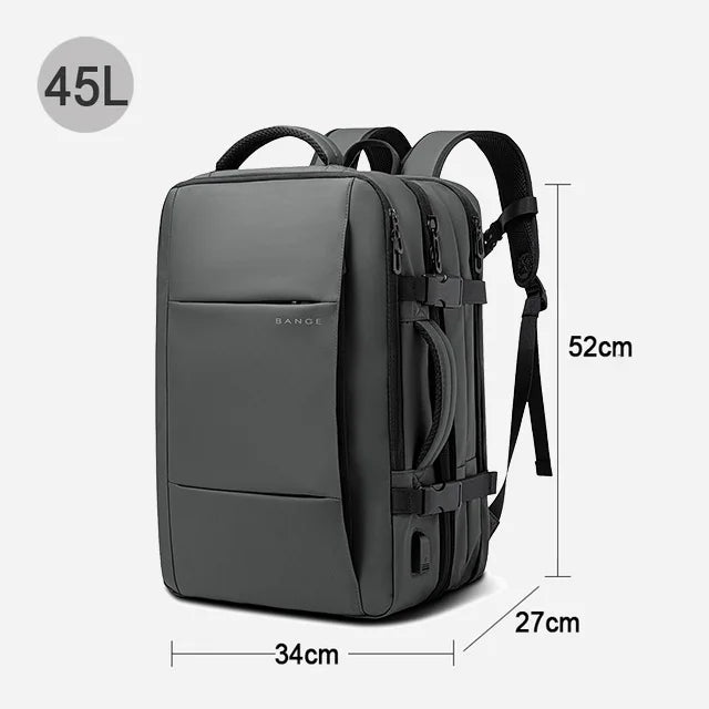 Mochila de viaje BANGE, mochila de negocios para hombres, mochila escolar expandible con USB, mochila de moda impermeable para ordenador portátil de gran capacidad 17,3