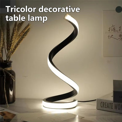 Lámpara de Mesa en Espiral con Luz LED Nocturna - Diseño Moderno y Regulable