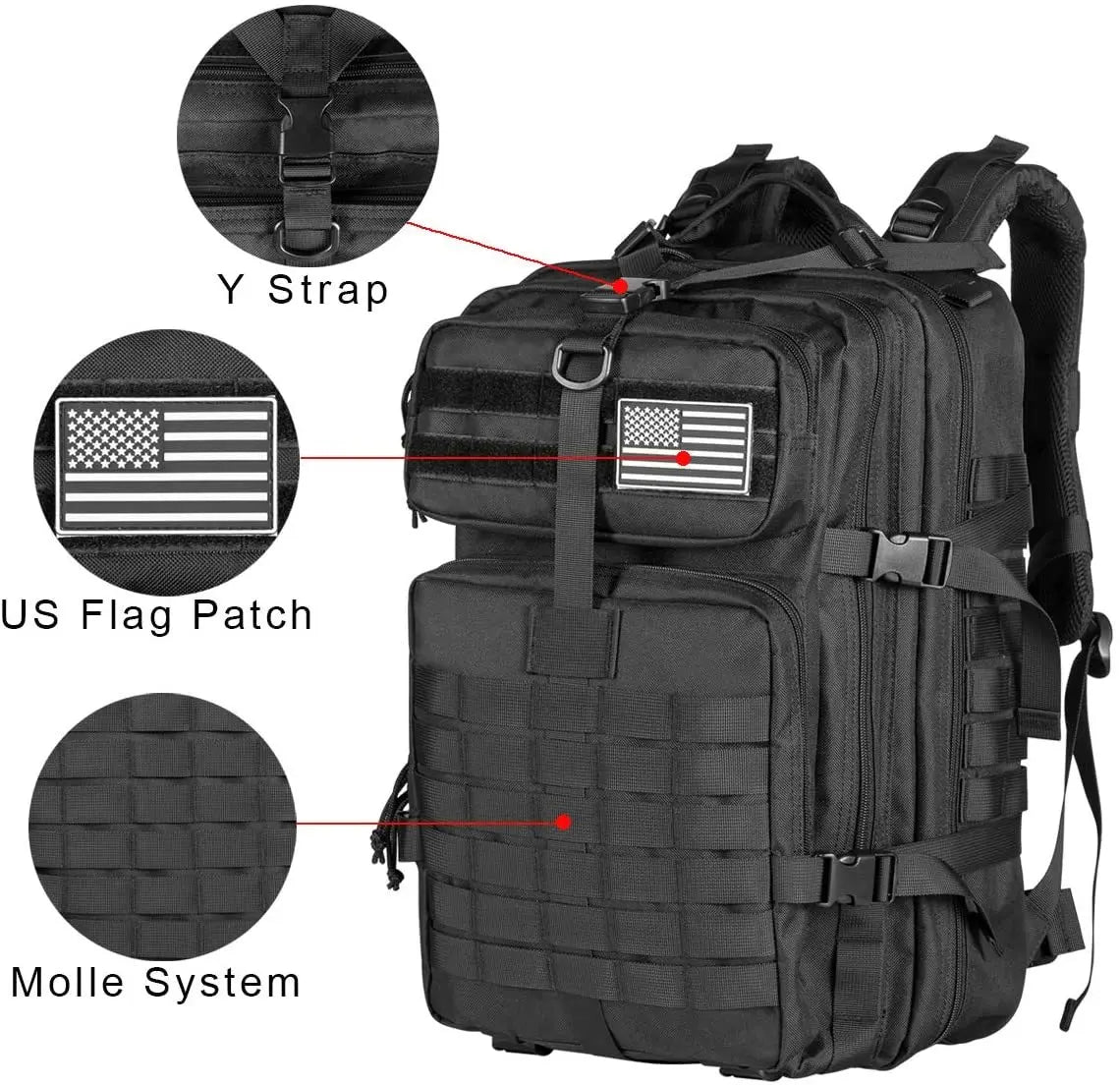 Mochilas tácticas QT & QY 30/45L para hombre, bolsas de viaje Hking, paquete de asalto 3P de supervivencia al aire libre, paquete EDC Molle para senderismo y caza