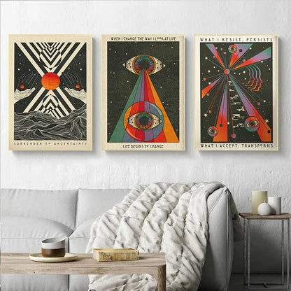 🌈 Póster Psicodélico Retro 70s - Citas Inspiradoras
