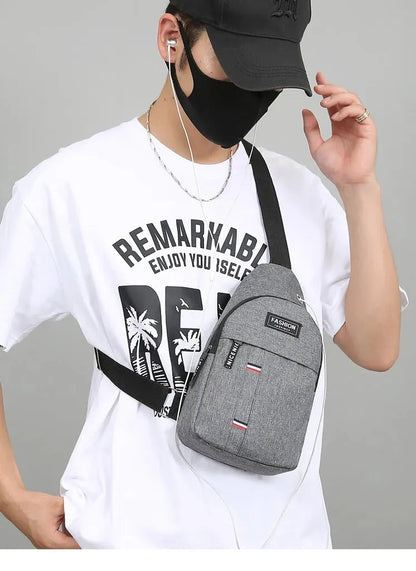 Bolso de pecho de un hombro para hombre, bandolera pequeña de gran capacidad para deportes al aire libre y ocio