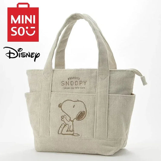 MINISO Disney Nueva Serie - Lindo Bolso de Mano de Pana de Snoopy Casual