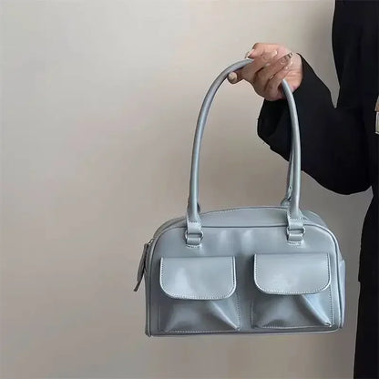 Bolsos de hombro de negocios Vintage para mujer, bolso de mano sencillo para ir al trabajo, bolso de piel sintética para mujer