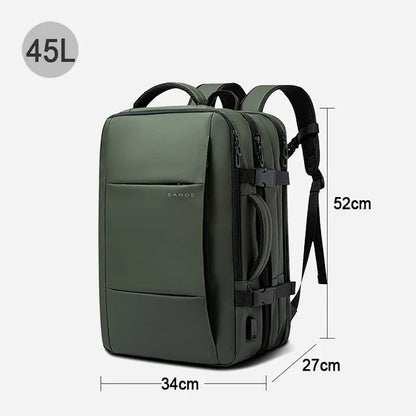 Mochila de viaje BANGE, mochila de negocios para hombres, mochila escolar expandible con USB, mochila de moda impermeable para ordenador portátil de gran capacidad 17,3