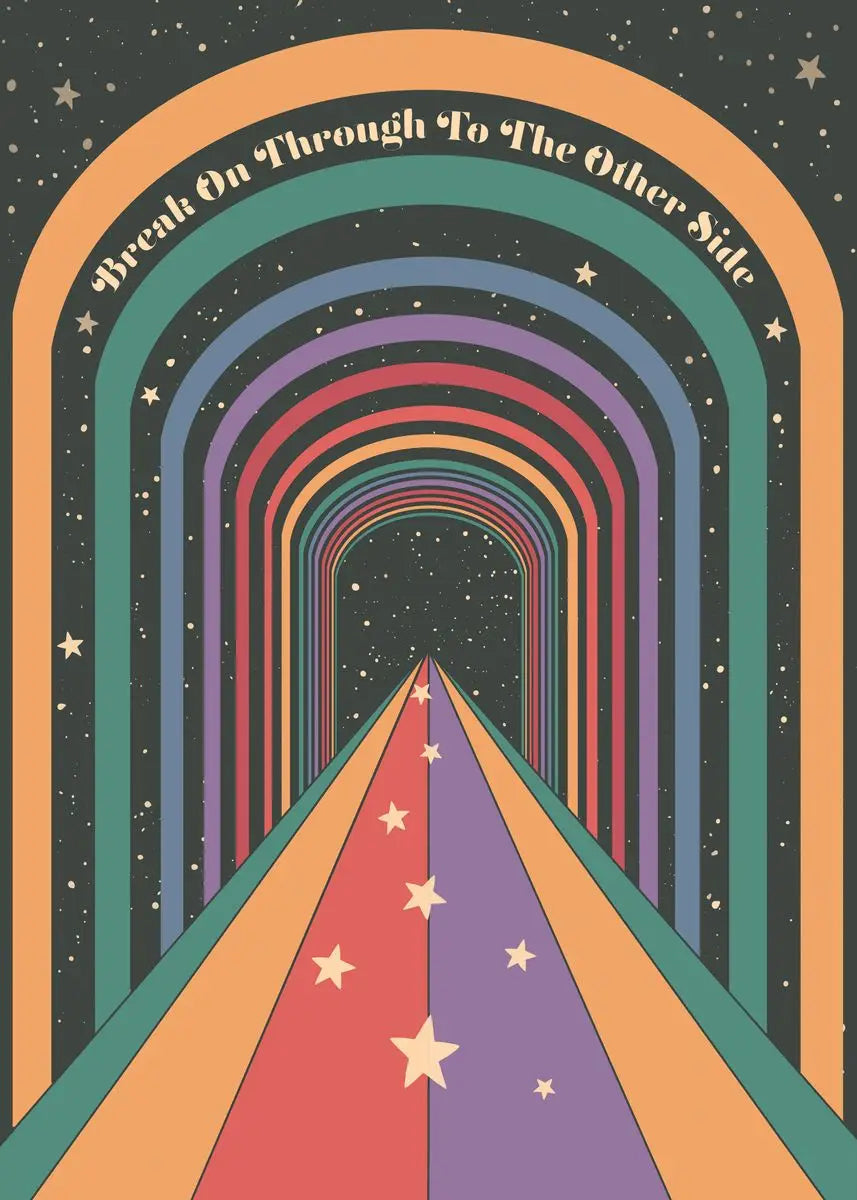 🌈 Póster Psicodélico Retro 70s - Citas Inspiradoras