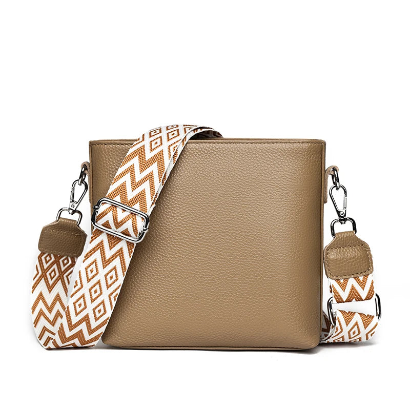 Bolso cruzado de Cuero 100% auténtico para mujer, bandolera de cuero suave, de lujo, a la moda.