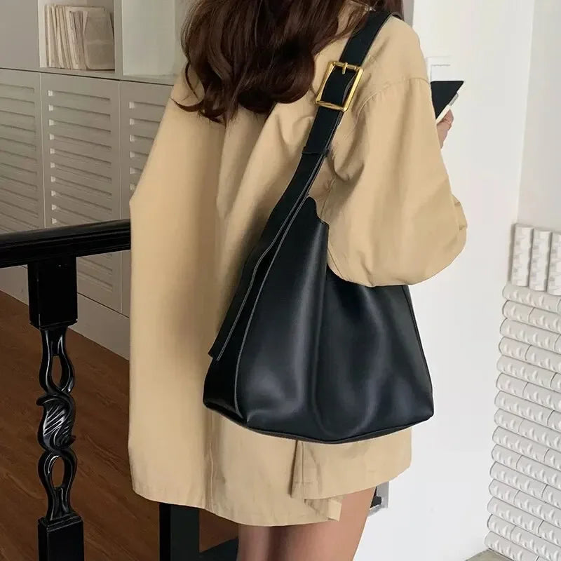 Bolso de hombro para mujer que combina con todo, bolso de moda sólido, bolso cruzado, bolso minimalista de cuero PU para mujer para el trabaj