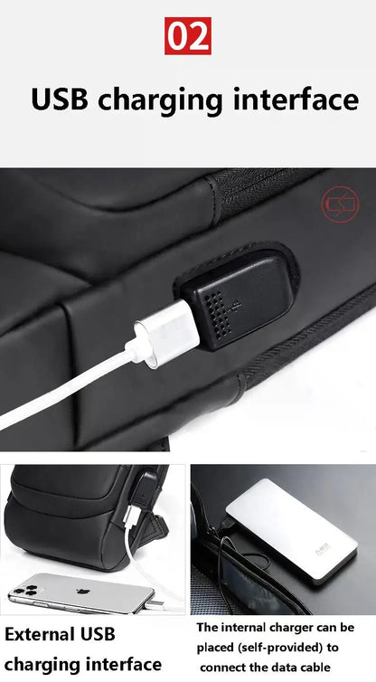 Bolso de pecho antirrobo para hombre, bolso cruzado con carga USB.