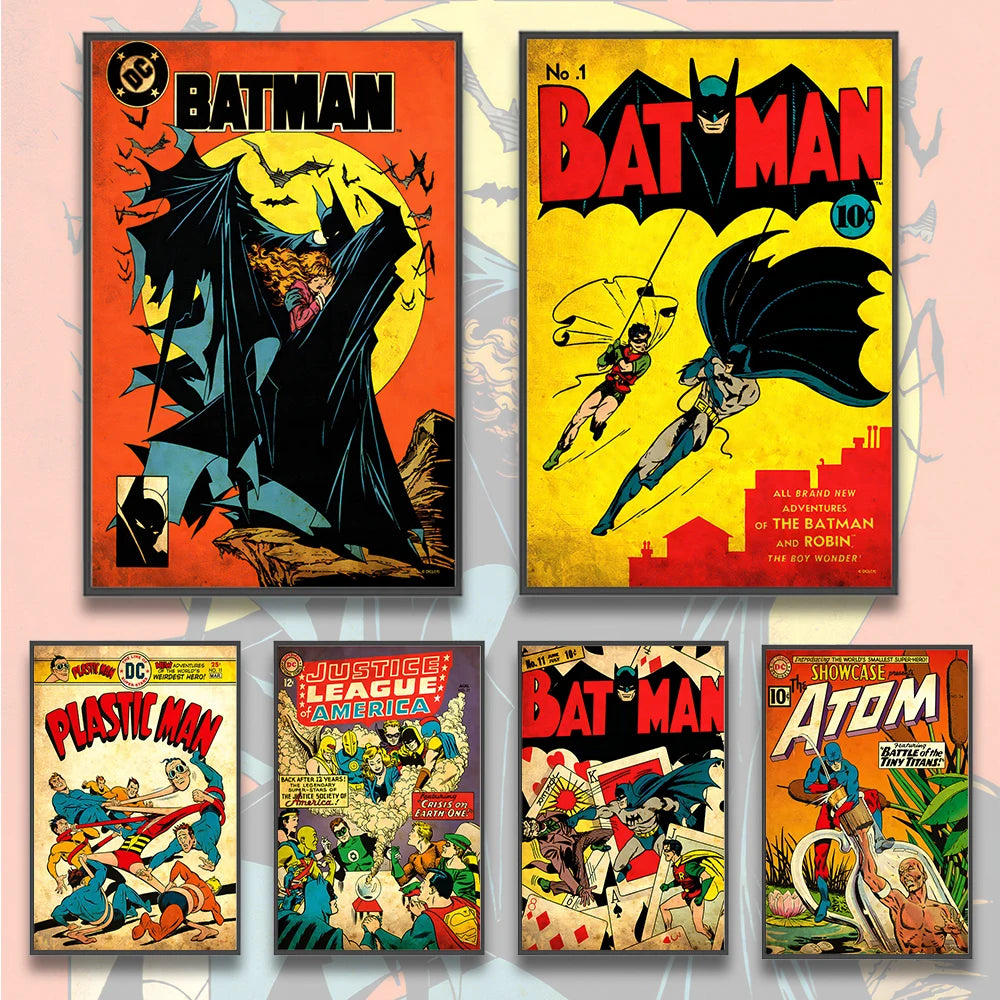 🦇 Póster Autoadhesivo de Batman - Arte Clásico de DC Comics