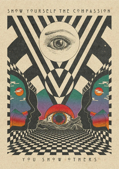 🌈 Póster Psicodélico Retro 70s - Citas Inspiradoras