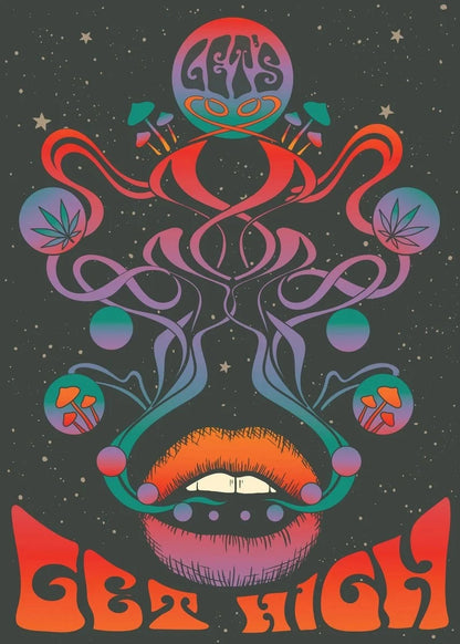🌈 Póster Psicodélico Retro 70s - Citas Inspiradoras