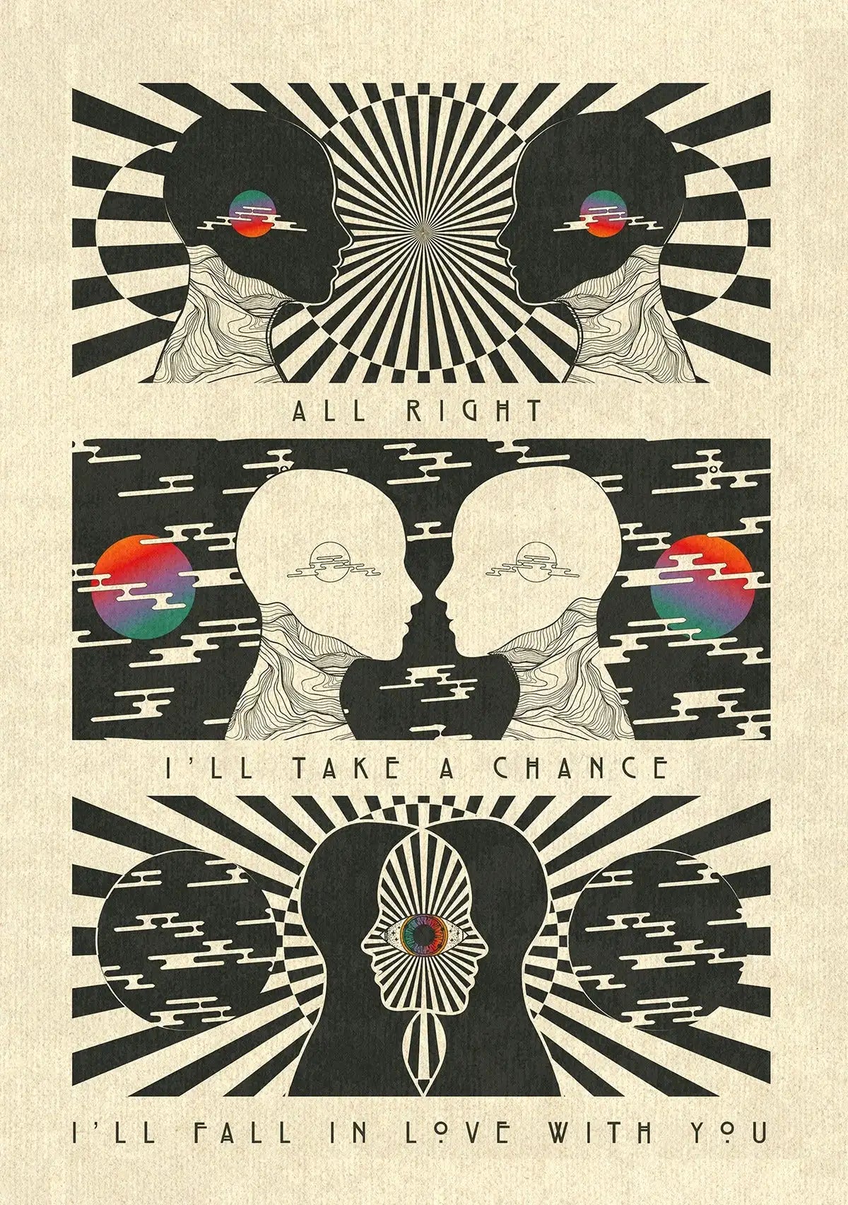 🌈 Póster Psicodélico Retro 70s - Citas Inspiradoras