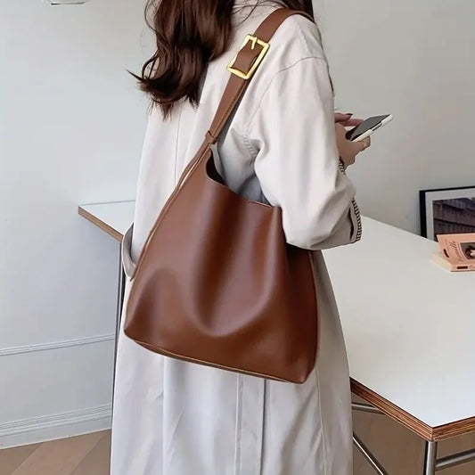 Bolso de hombro para mujer que combina con todo, bolso de moda sólido, bolso cruzado, bolso minimalista de cuero PU para mujer para el trabaj