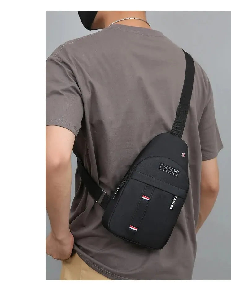 Bolso de pecho de un hombro para hombre, bandolera pequeña de gran capacidad para deportes al aire libre y ocio