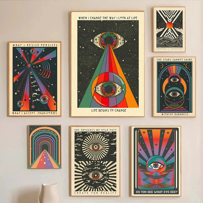🌈 Póster Psicodélico Retro 70s - Citas Inspiradoras