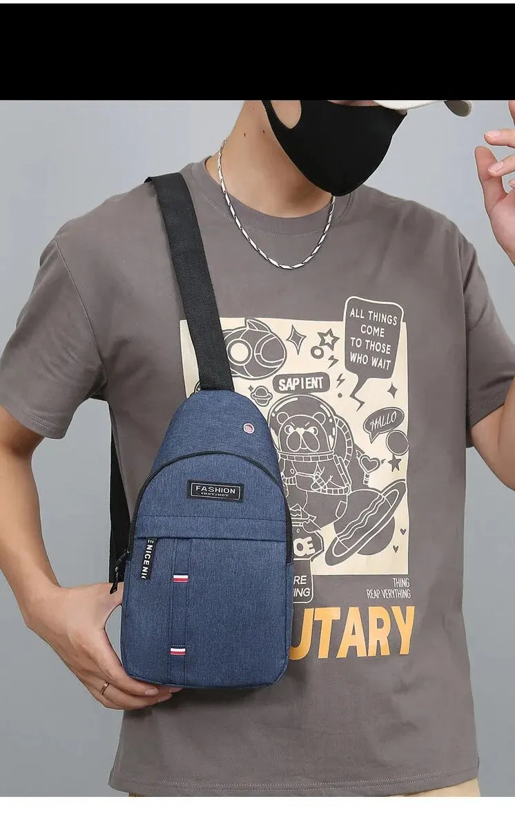 Bolso de pecho de un hombro para hombre, bandolera pequeña de gran capacidad para deportes al aire libre y ocio