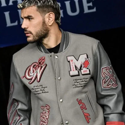 Chaqueta Bomber Bordada para Hombre – Estilo Fútbol Y2K