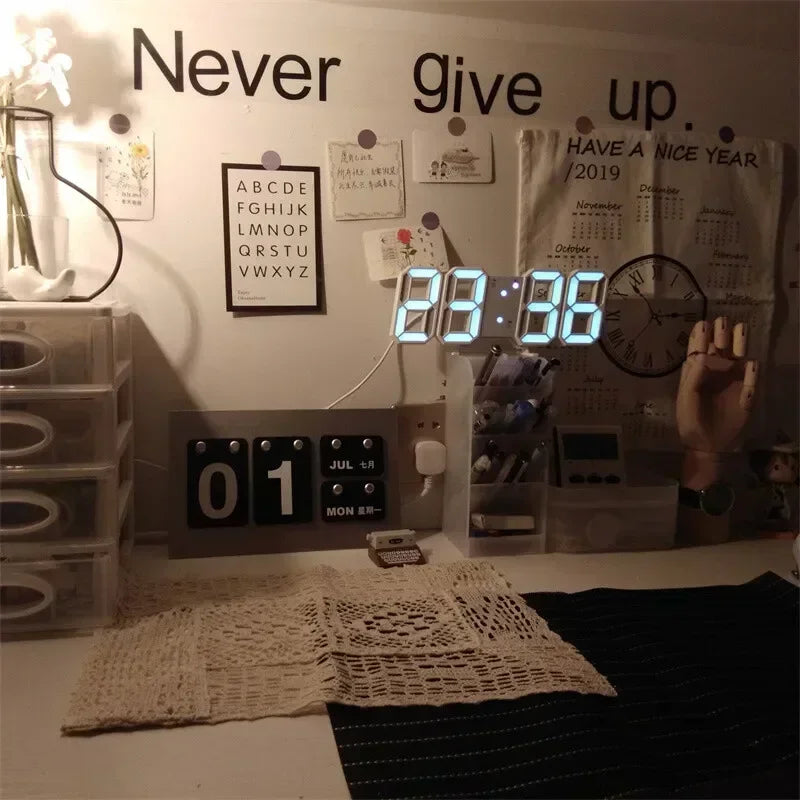 Reloj Digital LED 3D para Decoración de Pared