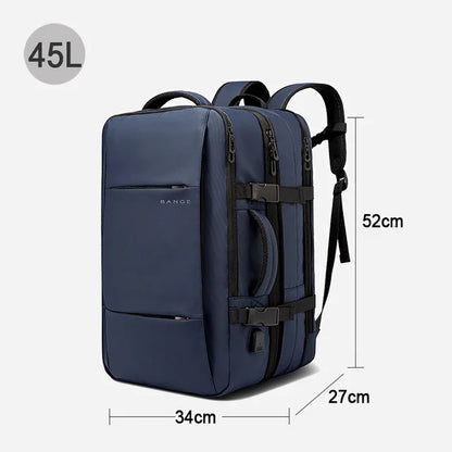 Mochila de viaje BANGE, mochila de negocios para hombres, mochila escolar expandible con USB, mochila de moda impermeable para ordenador portátil de gran capacidad 17,3