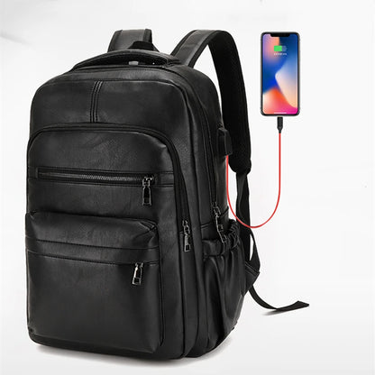 Mochila de Cuero PU con Carga USB – Estilo, Tecnología y Funcionalidad