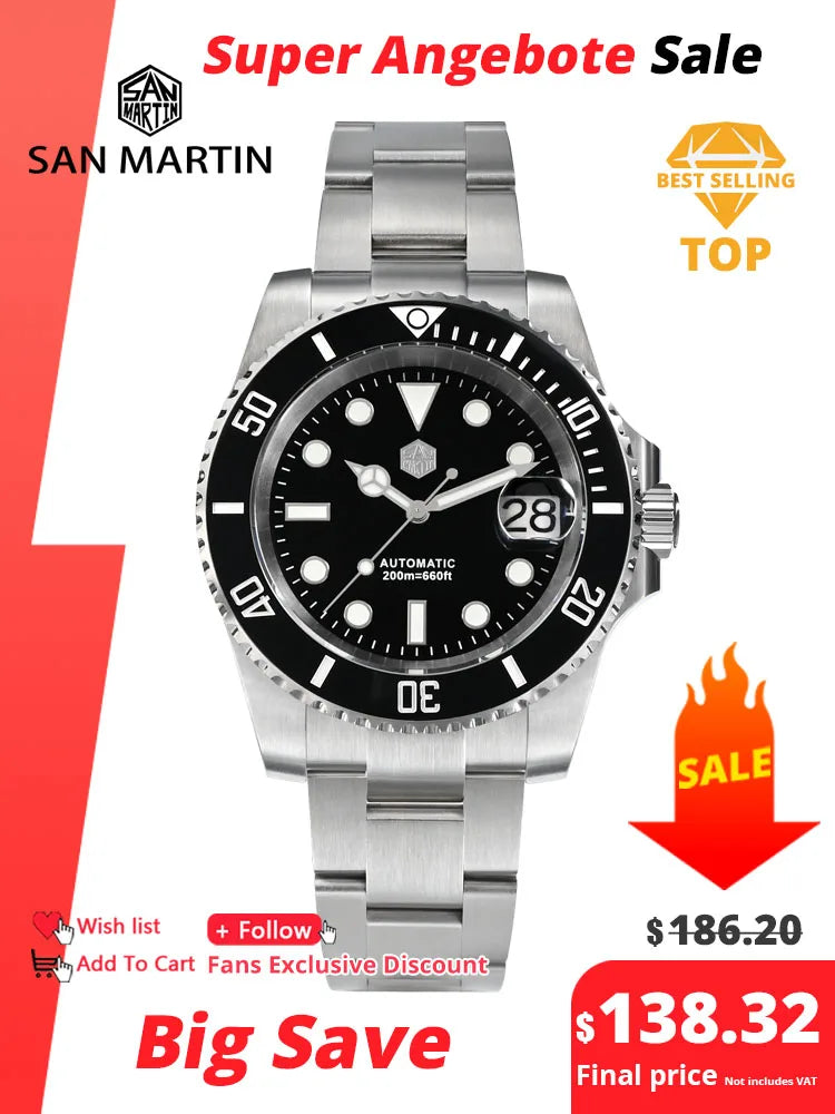 Reloj San Martin Nuevo 40mm Agua Fantasma