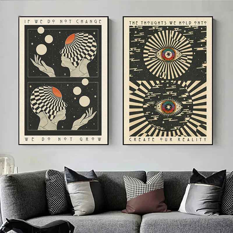 🌈 Póster Psicodélico Retro 70s - Citas Inspiradoras