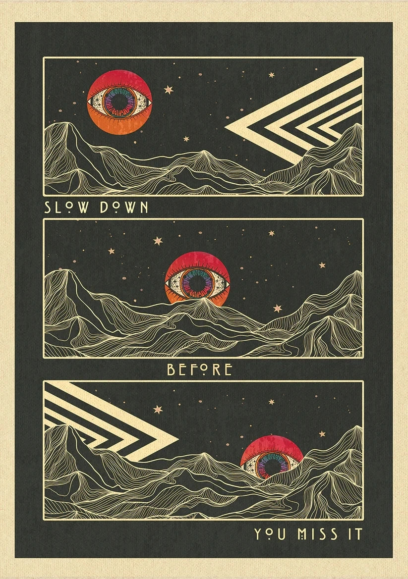 🌈 Póster Psicodélico Retro 70s - Citas Inspiradoras