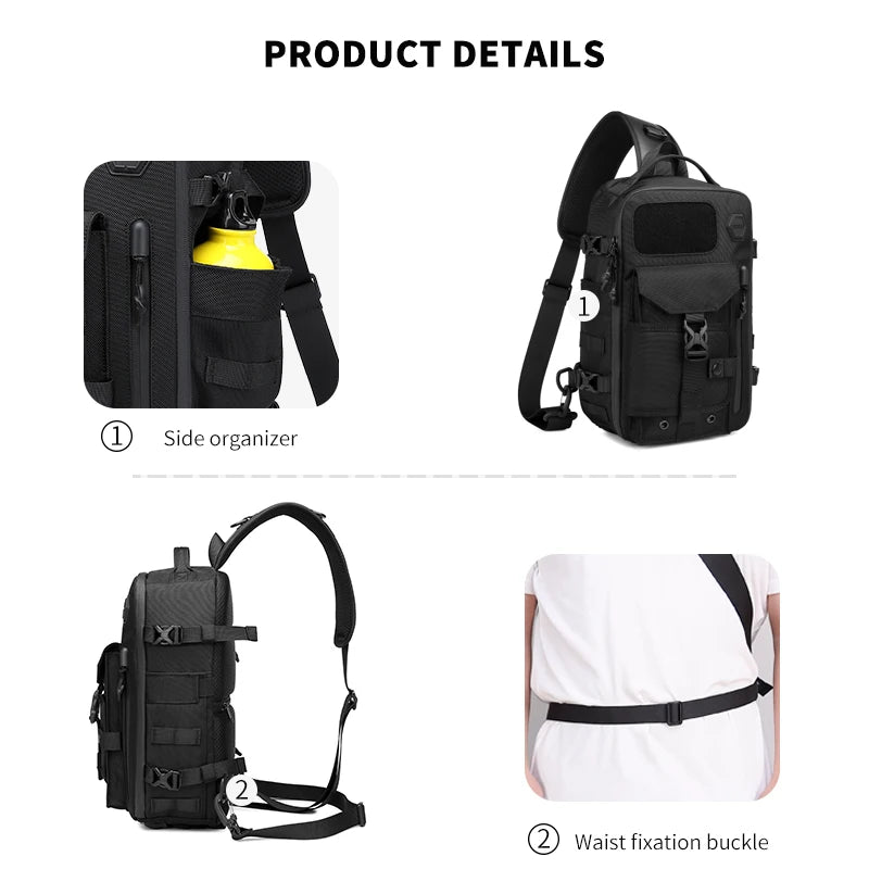 OZUKO, bolsos de hombro de gran capacidad para hombre, bolso de pecho impermeable, bandoleras tácticas, bolso cruzado para deportes al aire libre para hombre