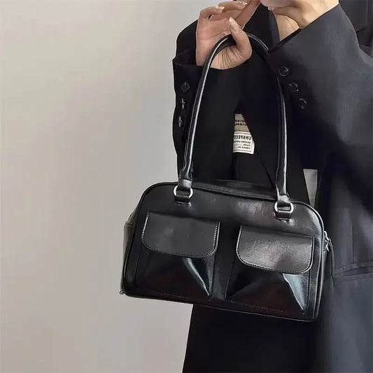 Bolsos de hombro de negocios Vintage para mujer, bolso de mano sencillo para ir al trabajo, bolso de piel sintética para mujer