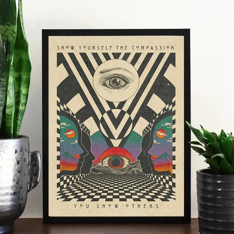 🌈 Póster Psicodélico Retro 70s - Citas Inspiradoras