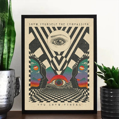 🌈 Póster Psicodélico Retro 70s - Citas Inspiradoras