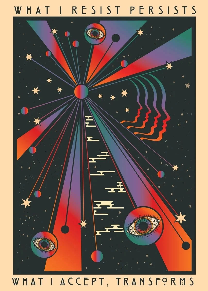 🌈 Póster Psicodélico Retro 70s - Citas Inspiradoras