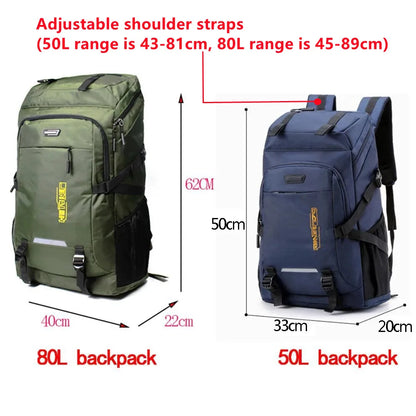 Mochila para exteriores de 80L y 50L unisex, mochila de viaje para escalar, mochila deportiva para acampar, senderismo.