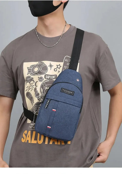 Bolso de pecho de un hombro para hombre, bandolera pequeña de gran capacidad para deportes al aire libre y ocio